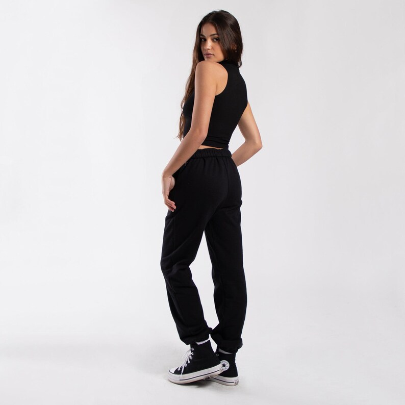 Women's Mock Neck Cropped Muscle Tank | Sleeveless Turtleneck Top | Made in USA image 7