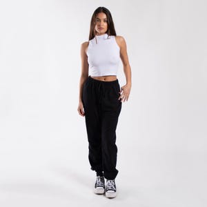 Women's Mock Neck Cropped Muscle Tank | Sleeveless Turtleneck Top | Made in USA image 3