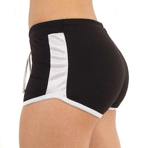 Women's Contrast Mesh Detail Shorts | French Terry Athletic Shorts | Made in USA