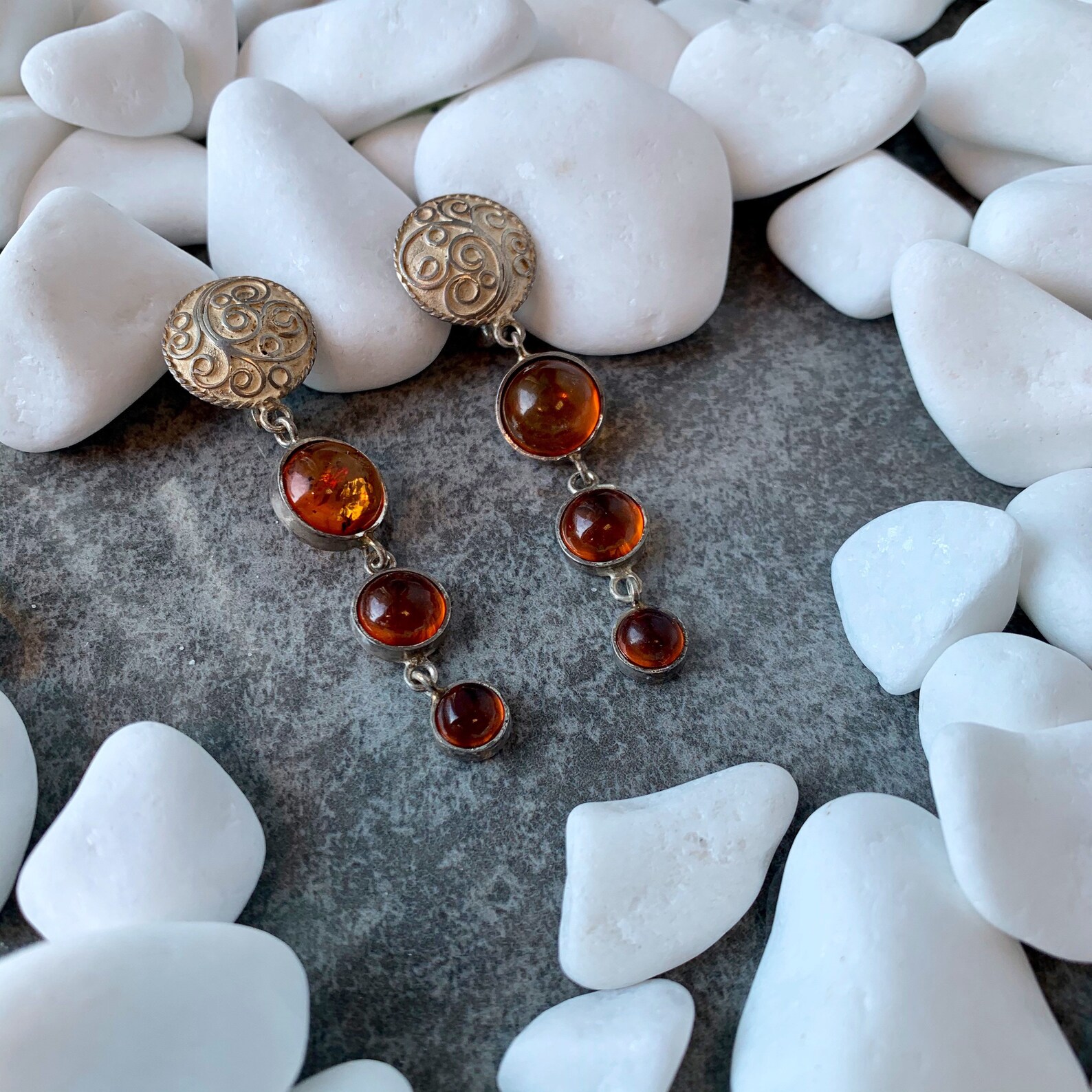 Amber Earrings /Cherry Amber Silver Earrings/Amber Dangle Etsy