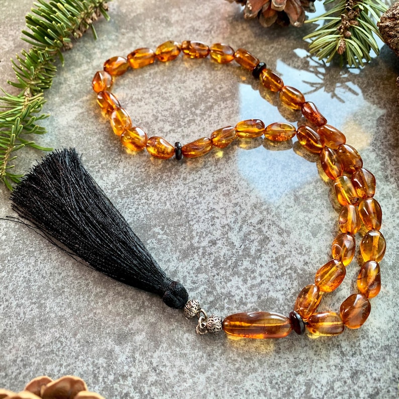 Natural Amber Cognac Silver RosaryKehribar CatholicMuslim33 pieces Rosary Not pressed Amber TesbihImam Cognac Amber Rosary33 beads
