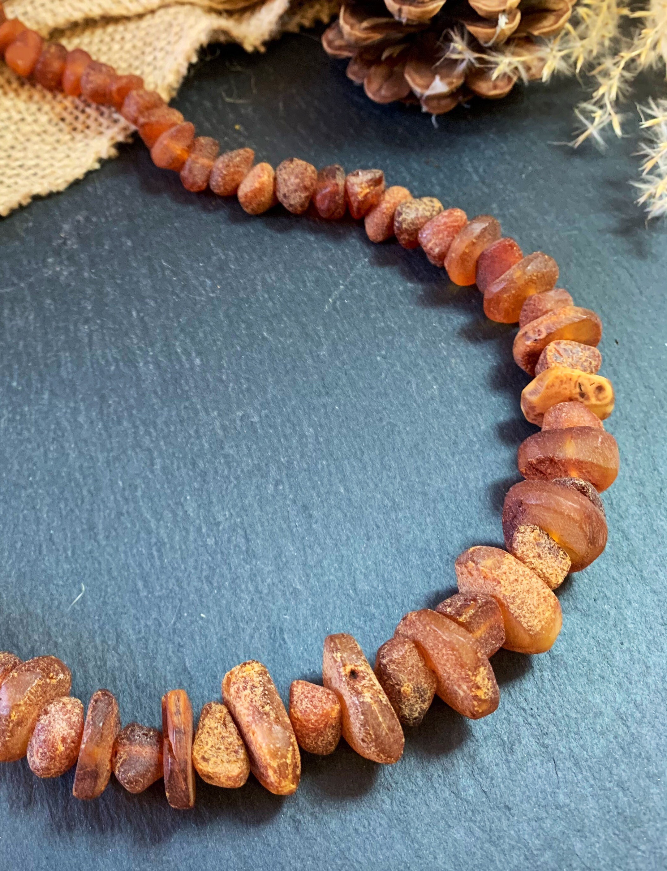 Raw Amber Necklace/ Raw Stone Necklace/ Multicolored Amber Etsy