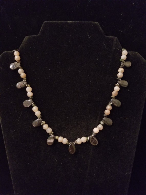 Peach Moonstone and Rare Hypersthene Necklace Wit… - image 2