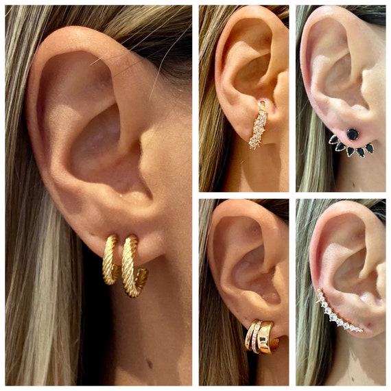 3 HOLE Spiral Hoops, MULTIPLE PIERCING, Gold Hoop, Silver Hoop, Earrings  for 3 Holes, Triple Piercing, Side by Side Holes, Unisex Earrings - Etsy  Canada | Unisex earrings, Diamond star earrings, Diamond earrings studs