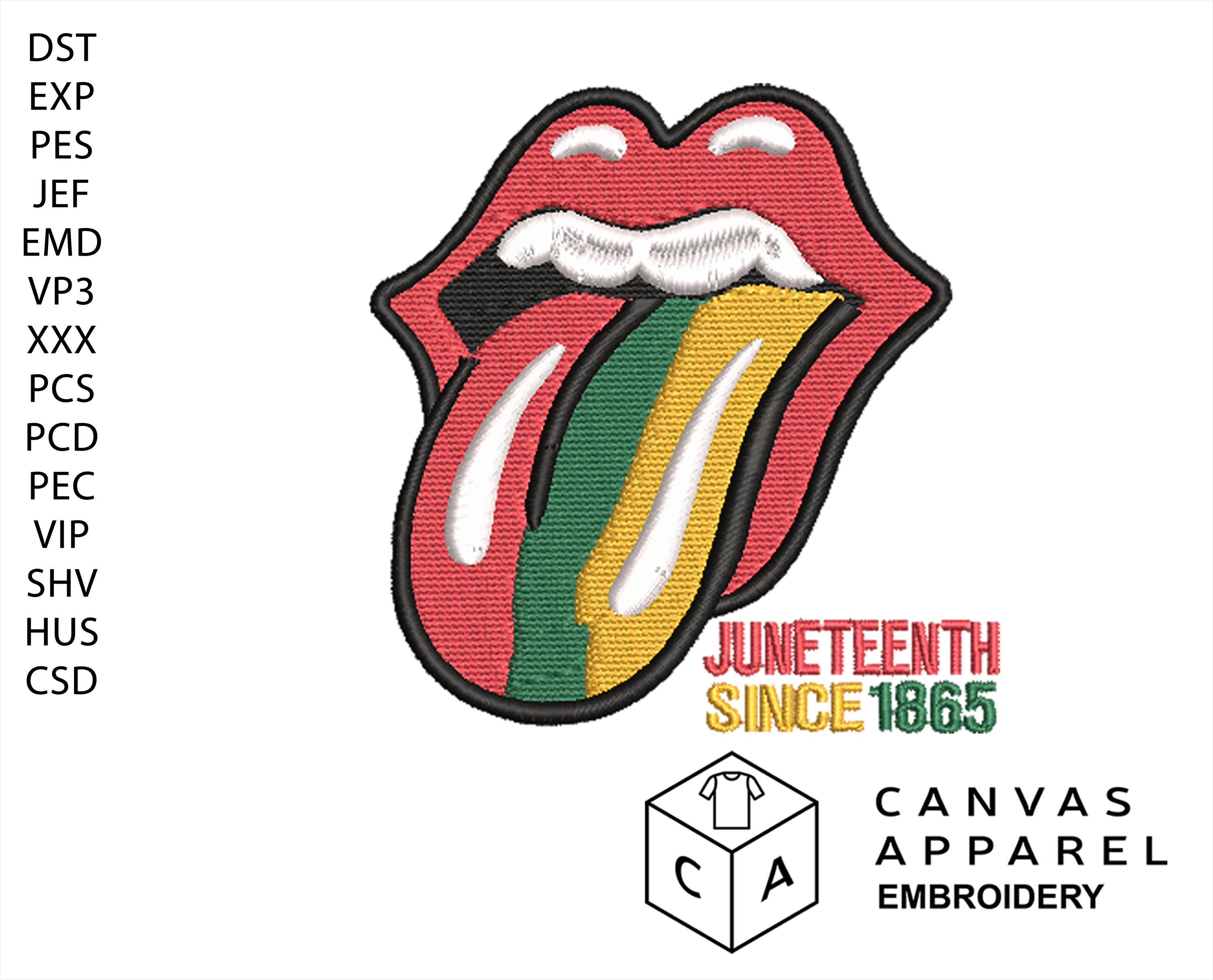 Juneteenth Embroidery Design | Rasta Tongue Patch | Black History Embroidery File – 3 Sizes (3.5, 4.0, 5.0) – Instant Download