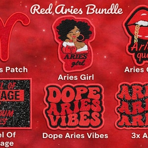 Aries Patch Bundle | Zodiac Iron On Patches | Aries Girl • Aries Queen • Horoscope Patch Set | Astrology Embroidered Patches