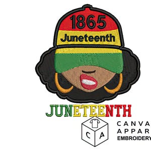 Archivo de bordado Juneteenth / Diseño de 1865 / Orgullo negro / Celebración afroamericana / Descarga instantánea / Múltiples formatos