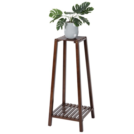 2tier Tall Bamboo Plant Pot Stand Holder for Indoor Plants Etsy