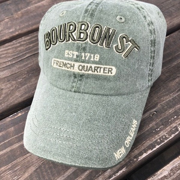 Bourbon St, New Orleans, great Christmas gift, Cotton, Baseball cap, French Quarter, Birthplace of Jazz, Men's apparel, 1718, The Big Easy