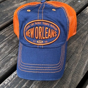 Orange/Navy New Orleans Mesh Truckers Cap