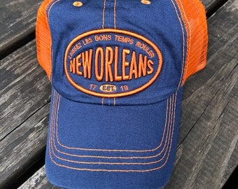 Orange/Navy New Orleans Mesh Truckers Cap