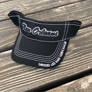 Black New Orleans Visor, White embroidery, Laissez Les Bons Temps Rouler