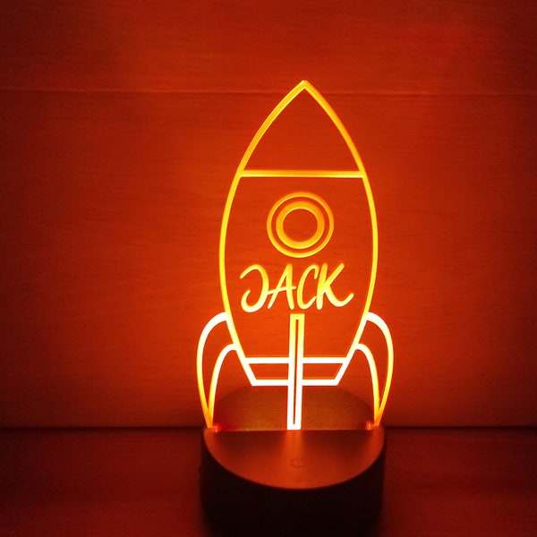 Personalized Night Light Rocket - Nursery Decor - Kids Room Decor - Personalized Gifts for Kids - Custom Name Light Night Gift