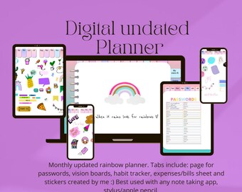Digital Planner  Undated ipad goodnotes notability Samsung, Digital journal, daily planner planner digital Dated Undated