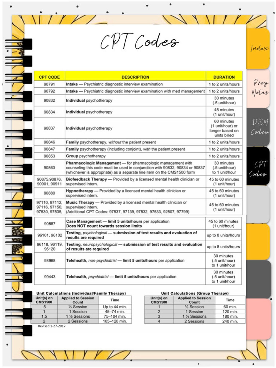 Notebook for Therapists Includes CPT Codes Progress Notes - Etsy