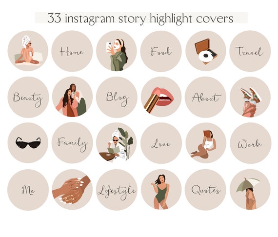 33 Woman Social Media Covers Minimal Woman Highlight Icons | Etsy