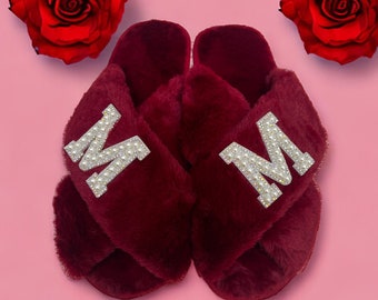Gift for Mom Wife Girlfriend Aunty Sister, Christmas Gift, Custom Slippers, Personalized Fluffy Slippers, Customized Gift for Women