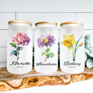 Bridesmaid Proposal, Future Mrs, Customized Glass Tumbler, Bridesmaid Gift Glass Tumbler, Bamboo Lid Coffee Cup, Bridal Party Gift Gift
