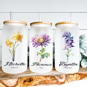Bridesmaid Proposal, Future Mrs, Customized Glass Tumbler, Bridesmaid Gift Glass Tumbler, Bamboo Lid Coffee Cup, Bridal Party Gift Gift