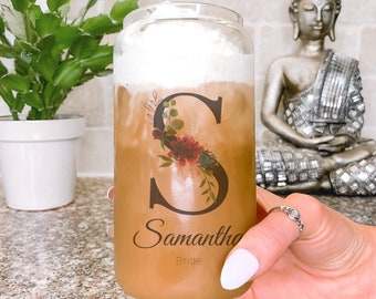 Personalized Iced Coffee Cup With Lid,Bridesmaid Gifts For Her Friends,Bridesmaid Gifts,Birthday Gifts,Beer Can Glass, Barware, Bridal Gifts