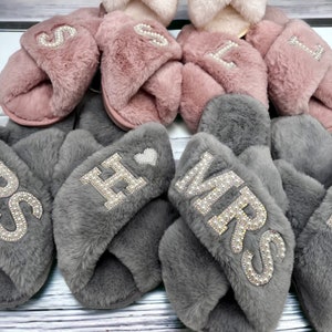 Gift Idea for Her, Christmas Gift, Gift for Mother, Custom Slippers, Personalized Fluffy Slippers, Customized Gift for Women