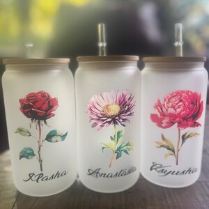 Bridesmaid Gift, Future Mrs Gift, Customized Glass Tumbler, Bridesmaid Proposal Glass Tumbler, Bamboo Lid Coffee Cup, Bridal Party Gifts