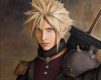 Cloud Strife with Buster Sword FFVII Classical Portrait Art Print