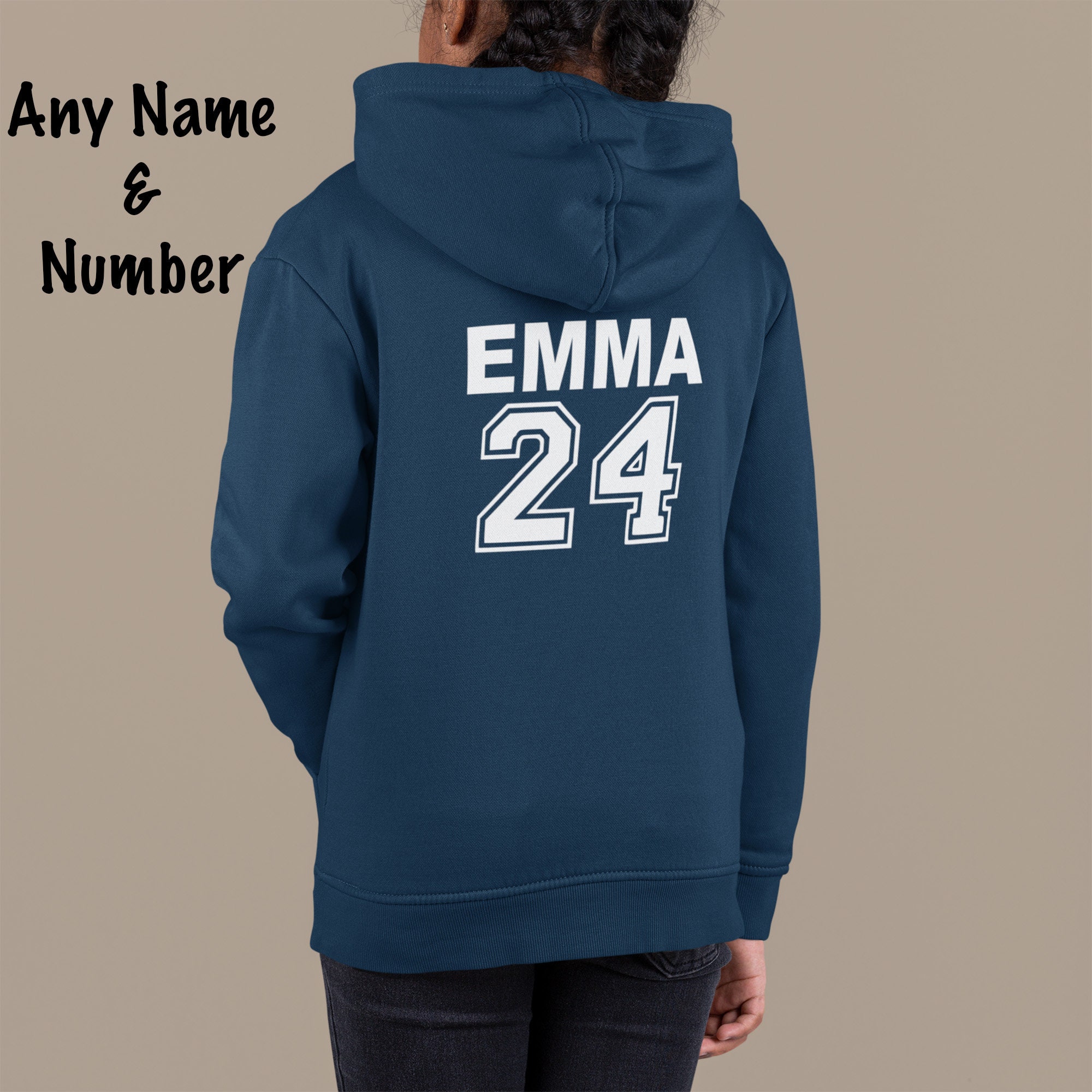 Name & number hoodie football style Hoodie personalised text Etsy