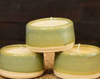 Green Lodge candle Indigenous Candle Native American style Candle Stoneware Candle Pottery Candle Home Decor candle