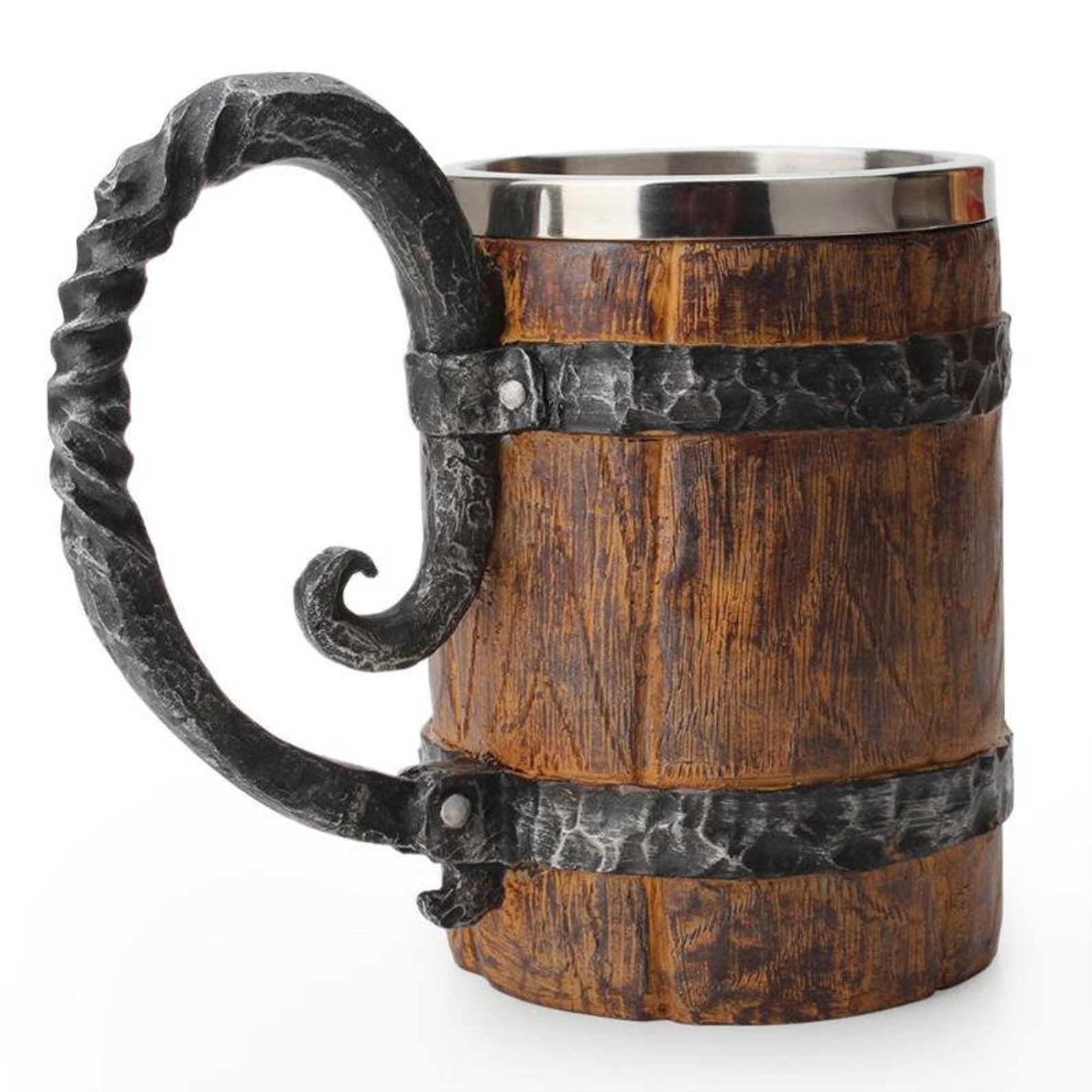Viking Wood Style Beer Mug Wood Beer Mug Wooden Barrel Beer Etsy