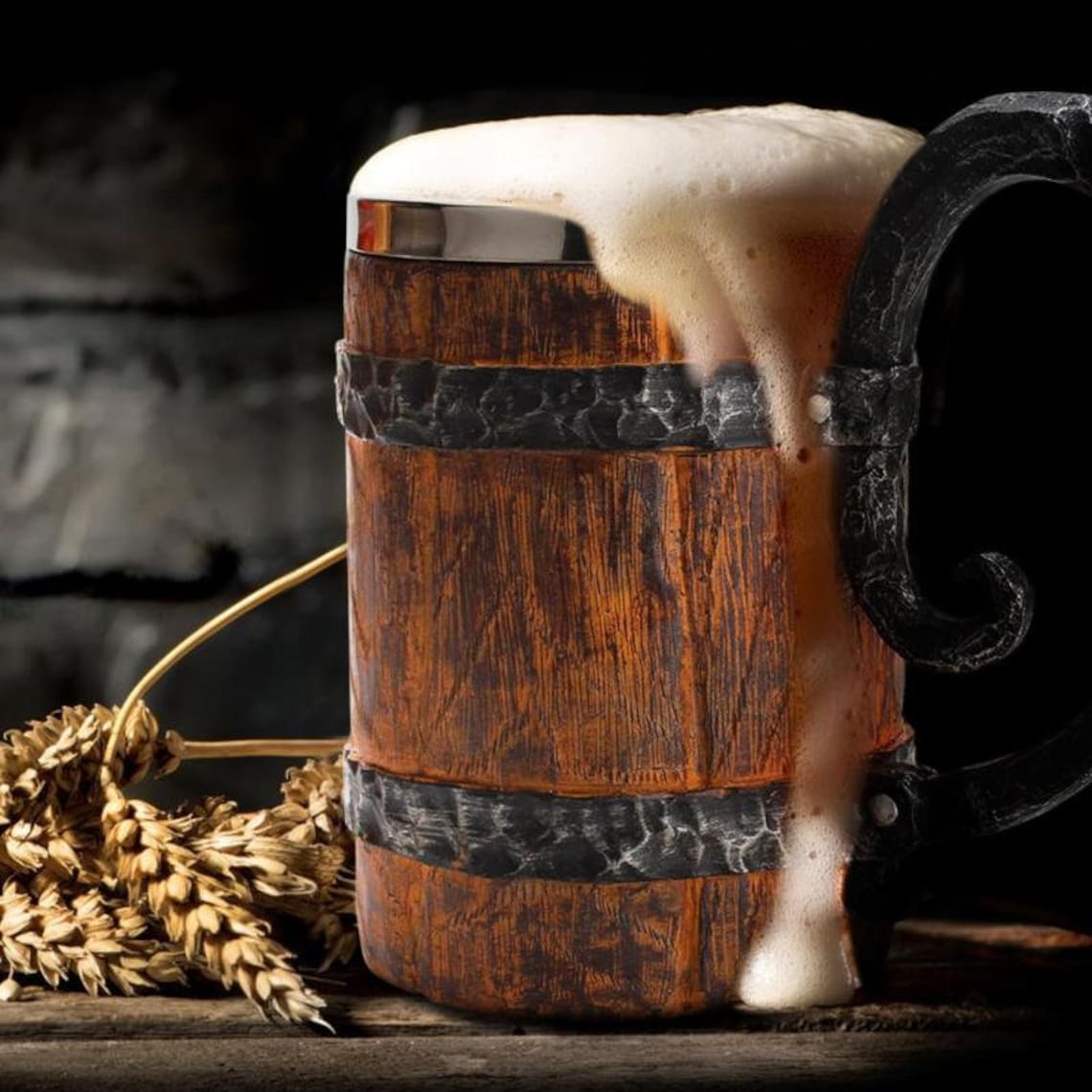 Viking Wood Style Beer Mug Wood Beer Mug Wooden Barrel Beer Etsy