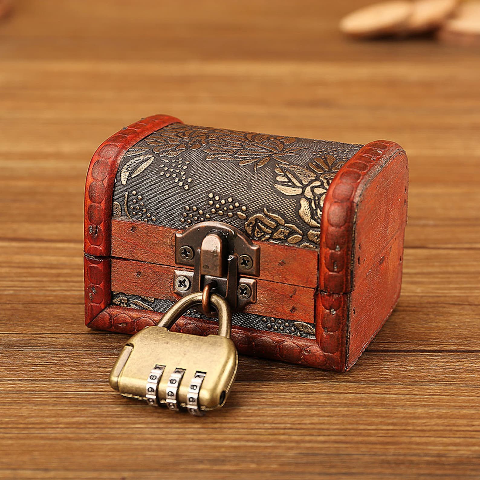 Wooden Treasure Chest Box with Lock Antique Lock Box Crate Etsy