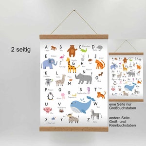 Alphabet Tiere Poster DIN A3 * deutsch Tieralphabet * Lernposter Buchstaben * Wandbild ABC * Schulanfang * Kleinkind