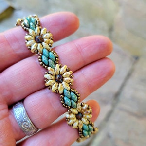 Sunflower Bracelet Handmade Sewn Glass Beads Flower - Etsy