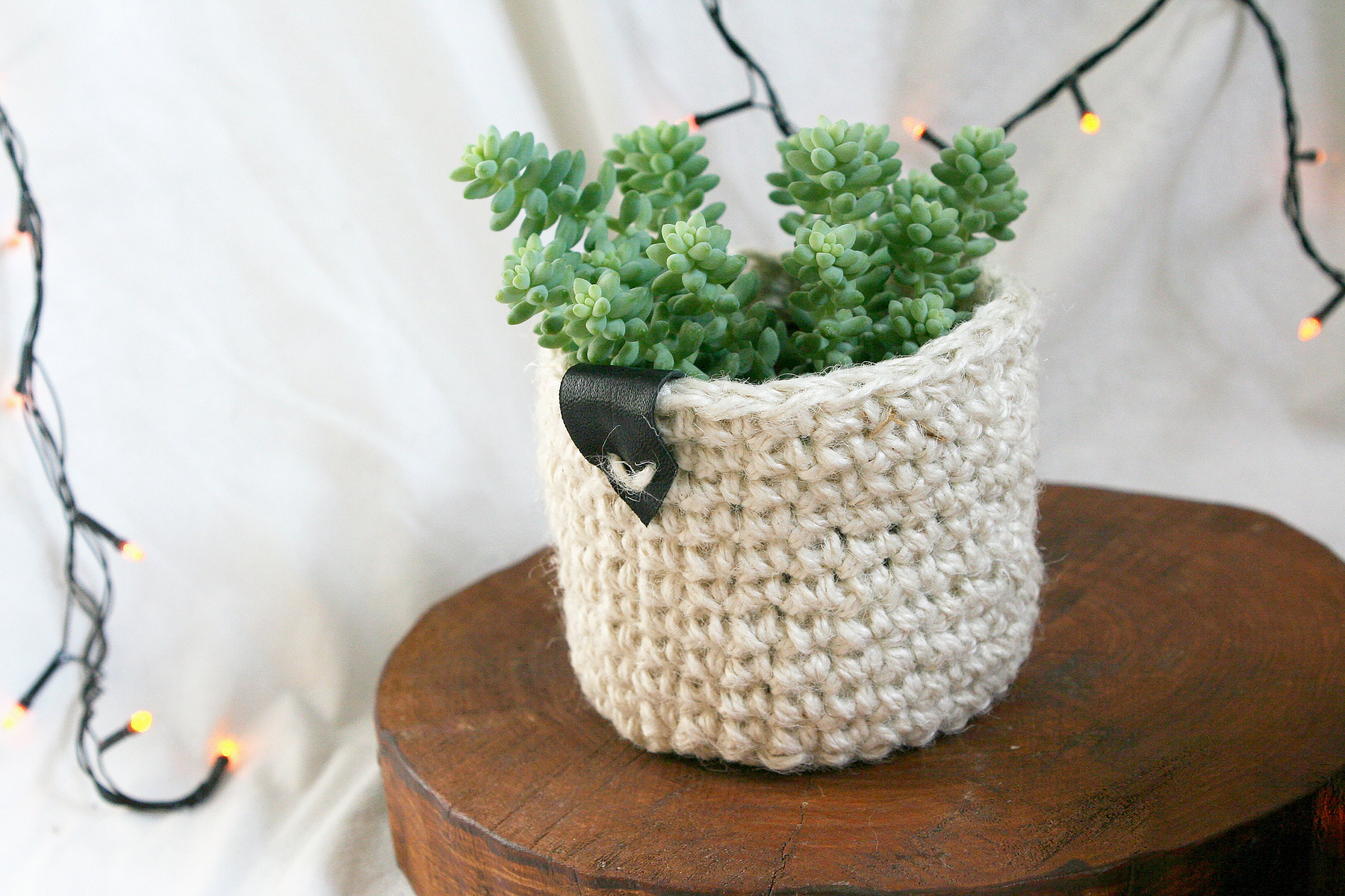 Weiße Jute Tuch Pflanzer natürlichen Korb für Pflanzentöpfe | Etsy