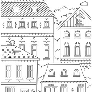 MAGIC TOWN Coloring Page Adult Coloring Printable Page - Etsy