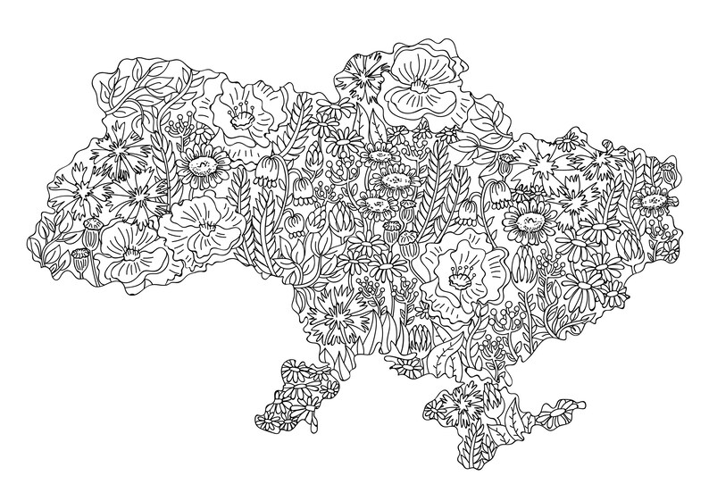 Printable Digital Coloring Page for All Ages UKRAINE Map - Etsy Singapore