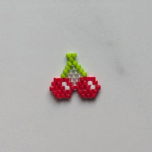 Cherries Brick Stitch Bead Pattern, Brick Stitch, Beading Pattern, Fruit Pattern, Food, Kawaii, Beaded Charm, PDF Digital Download, Cherries