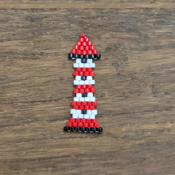 Lighthouse Brick Stitch Bead Pattern, Brick Stitch, Beading Pattern, Nautical Bead Pattern, Lighthouse Beaded Charm, PDF Digital Download