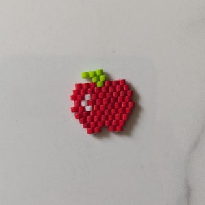 Apple Brick Stitch Bead Pattern, Brick Stitch, Beading Pattern, Fruit, Food, Kawaii,  Beaded Charm, PDF Digital Download, Back to School