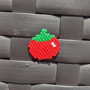 Tomato Brick Stitch Bead Pattern, Brick Stitch, Beading Pattern, Veggies, Food, Kawaii,  Beaded Charm, PDF Digital Download, Tomato