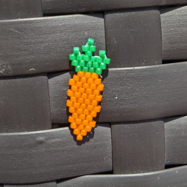 Carrots Brick Stitch Bead Pattern, Brick Stitch, Beading Pattern, Veggies, Food, Kawaii,  Beaded Charm, PDF Digital Download, Carrots