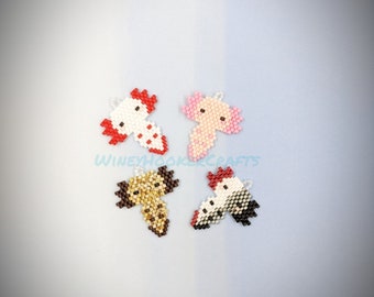 Axolotl Brick Stitch Bead Pattern, Brick Stitch, Beading Pattern, Axolotls, Beaded Charm, Axies, Aquatic Animal, PDF Digital Download