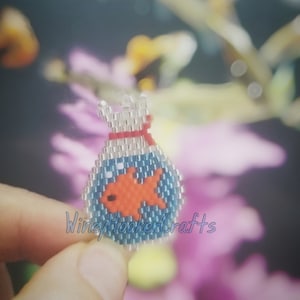 Fish Brick Stitch Bead Pattern, Brick Stitch, Beading Pattern, Goldfish, Beaded Charm, PDF Digital Download