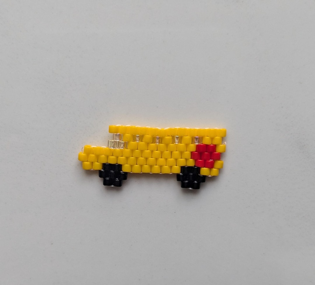 School Bus Brick Stitch Bead Pattern, Brick Stitch, Beading Pattern ...
