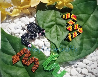 Patrón de cuentas con puntada de ladrillo de serpiente, puntada de ladrillo, patrón de cuentas, serpientes, reptiles, animal lindo, dije de cuentas, descarga digital en PDF