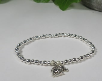 FANCIBAND Bracciale Sottile Con Cristalli 4mm E Elefante In Argento 925 – Ametista
