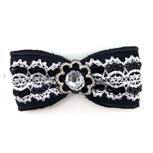 Pack of 2- Iron on embroidered bow with stone