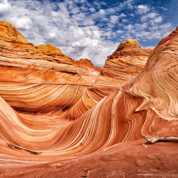 The Wave, Desert Landscape, Arizona, Red Rocks, Blue Sky, Utah, Coyote Buttes, Digital Download, Printable Wall Art, Instant Photo Download
