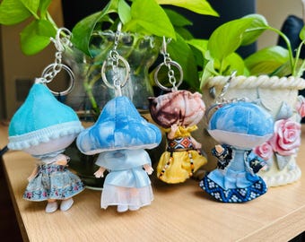 Handmade Mushroom Lady Keychain, Plushie Keychain, Decorative Keychain, Cute Keychain for Kids, Cute Gift for Her
